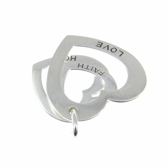 Solid 925 Sterling Silver Faith Love Hope Pendant, Heart Pendant, 3 Hearts Charm - Picture 9 of 11